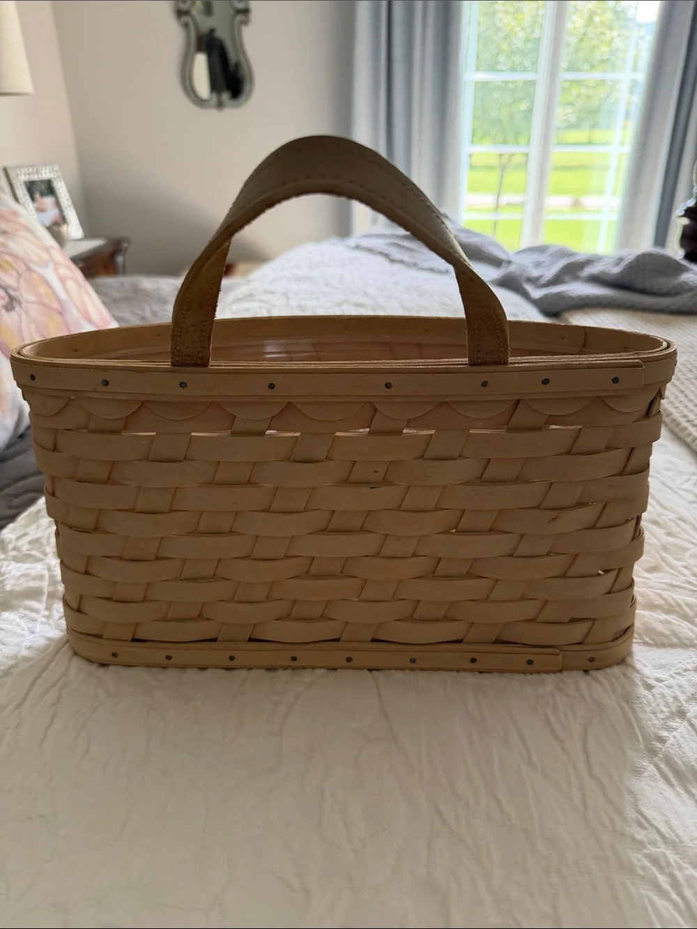 Longaberger Beige Woven Hanging Basket